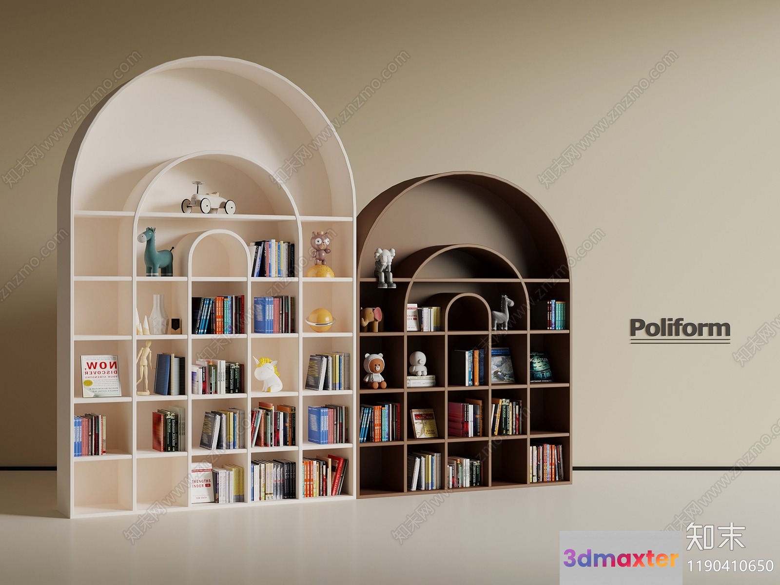 Modern Bookshelves 3D Model - 8794 - VRAY Render