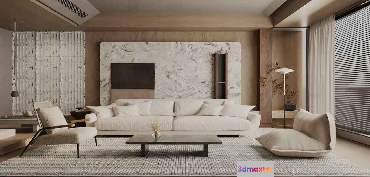 Modern Living Room 3D Model - 22763 - VRAY Render