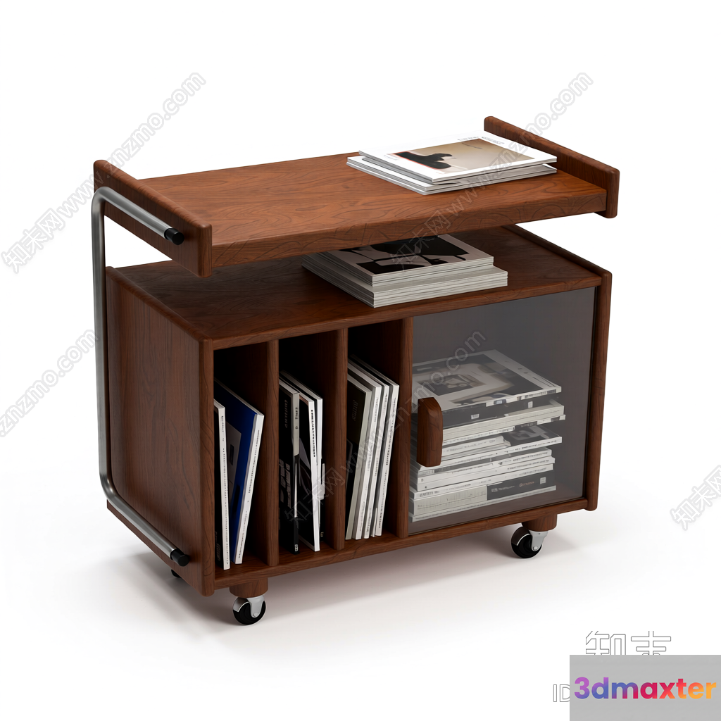 Mid-Century Modern Book Cart 3D Model - 18518 - VRAY Render