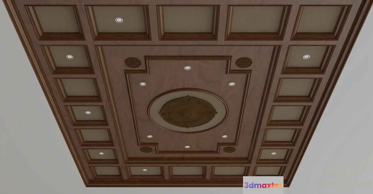 A Ceiling With Recessed Lighting 3D Model - 15958 - VRAY Render