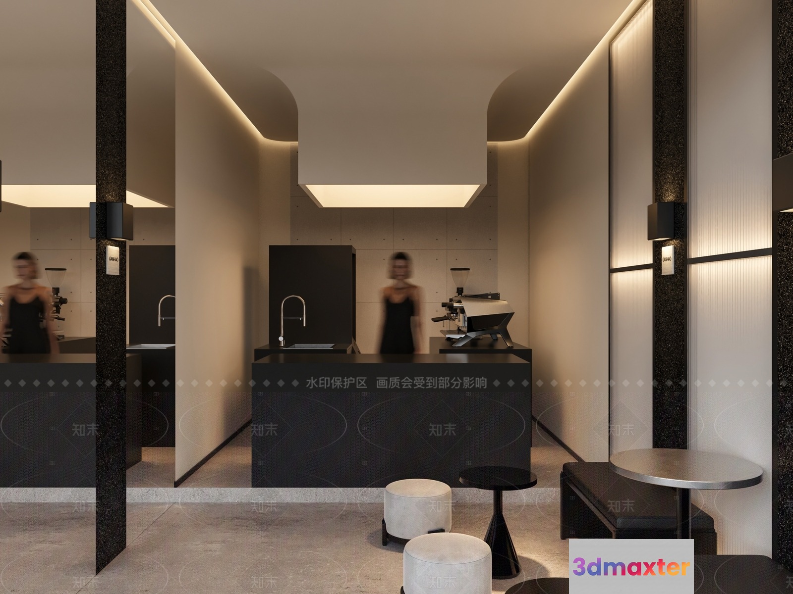 Modern Coffee Shop 3D Model - 187 - VRAY Render