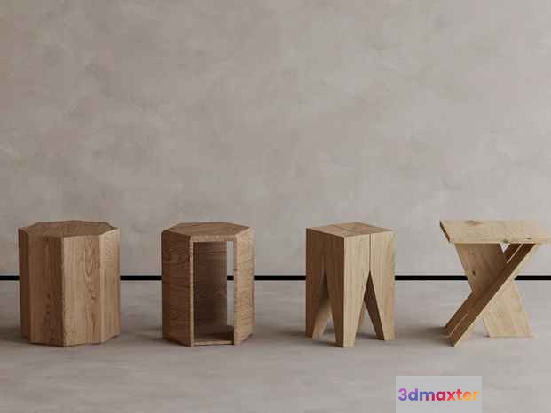 Wooden Stools 3D Model - 5120 - VRAY Render