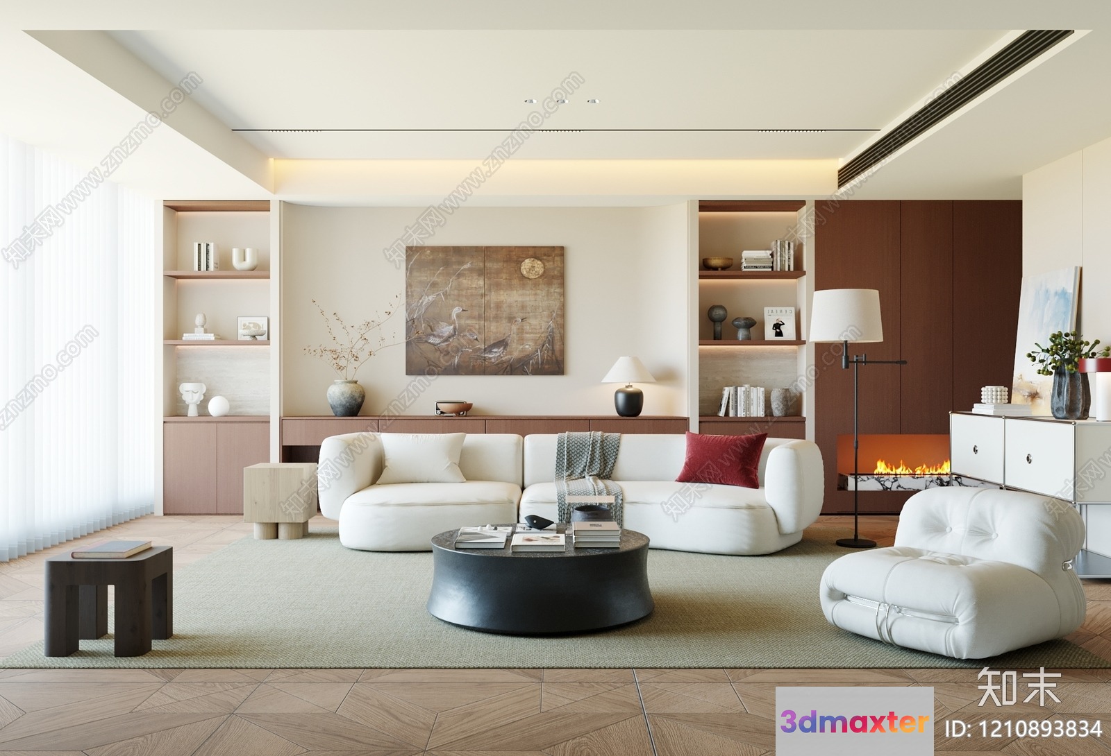 Modern Living Room 3D Model - 1455 - VRAY Render