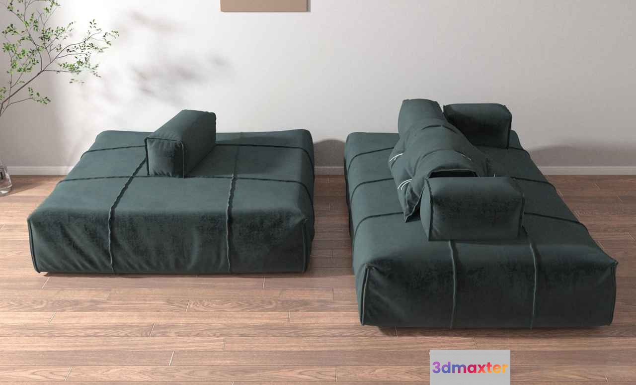 Modern Green Sofa 3D Model - 7450 - VRAY Render