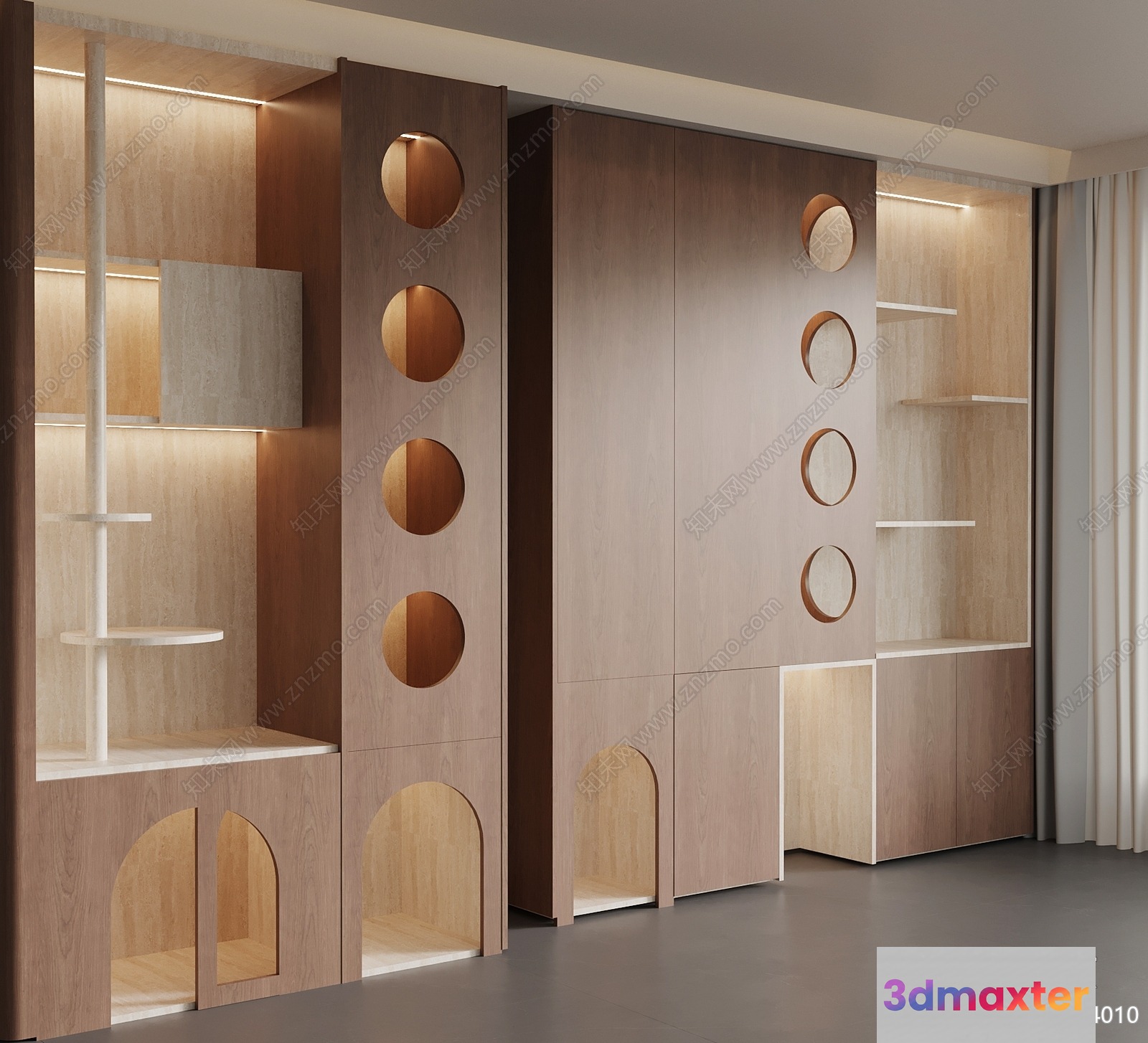 Modern Wood Shelving 3D Model - 15512 - VRAY Render