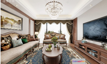 Cozy Living Room 3D Model - 8112 - VRAY Render