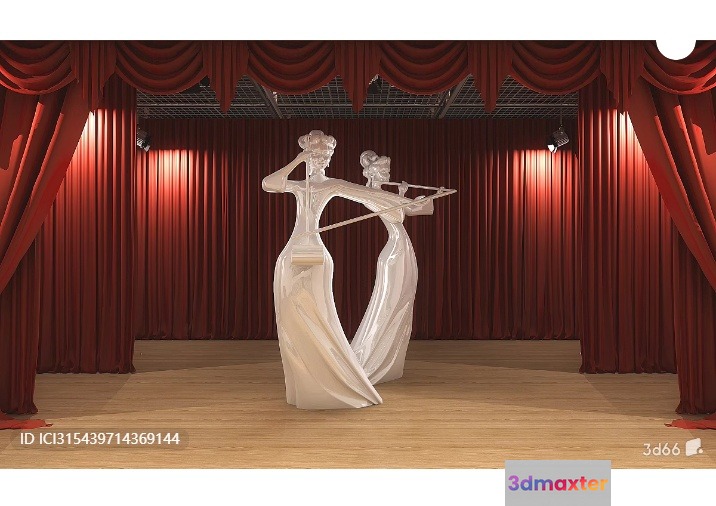 A White Statue Of A Woman Playing The Violin 3D Model - 2224 - VRAY Render