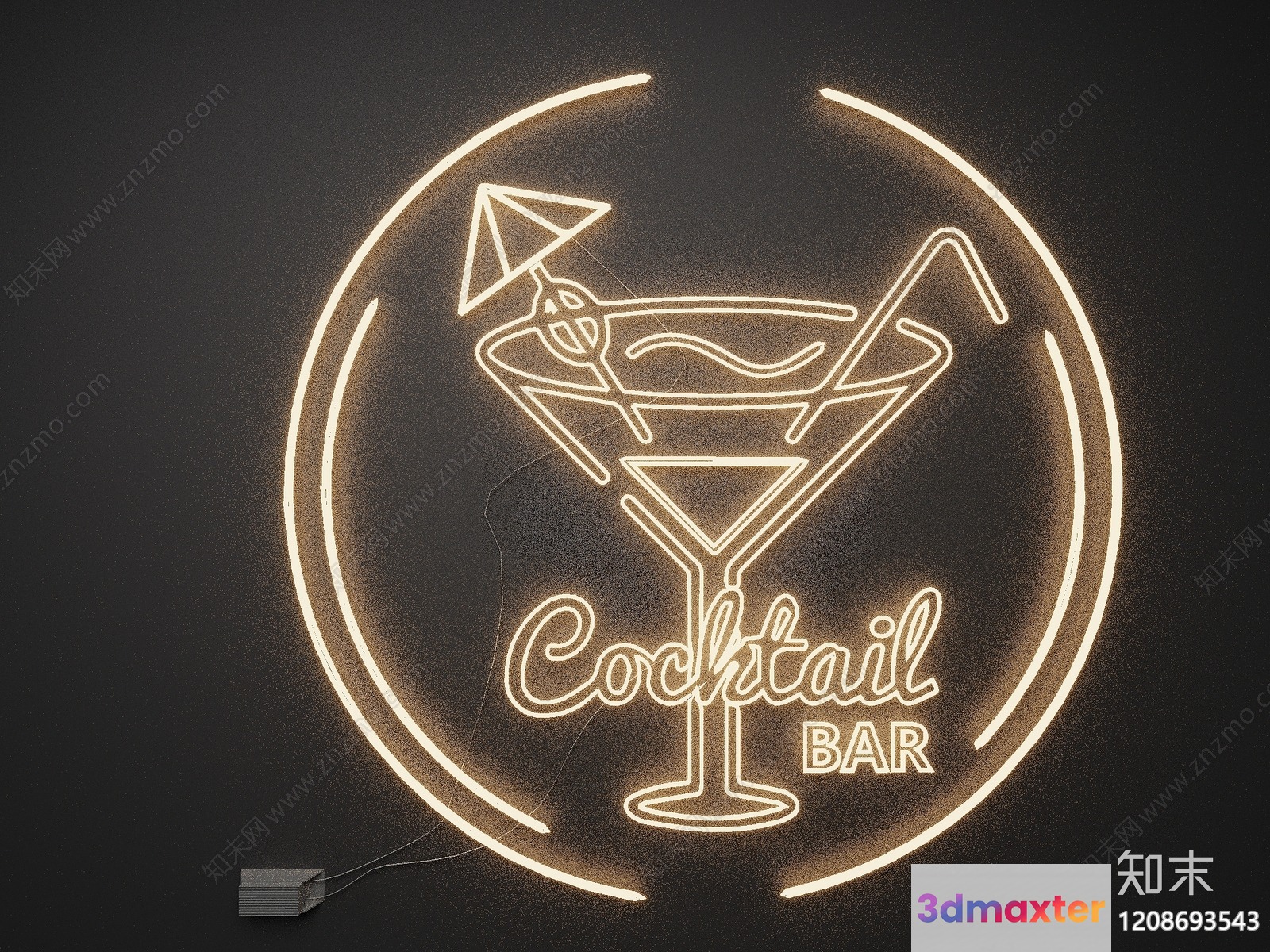 Cocktail Bar Sign 3D Model - 1443 - VRAY Render