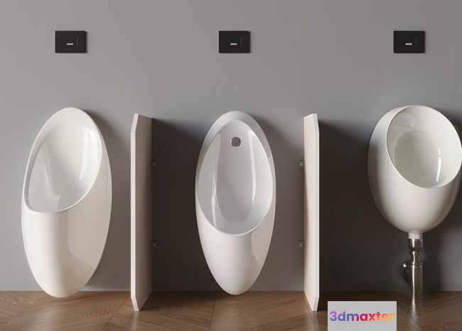 Three Urinals 3D Model - 9605 - CORONA Render
