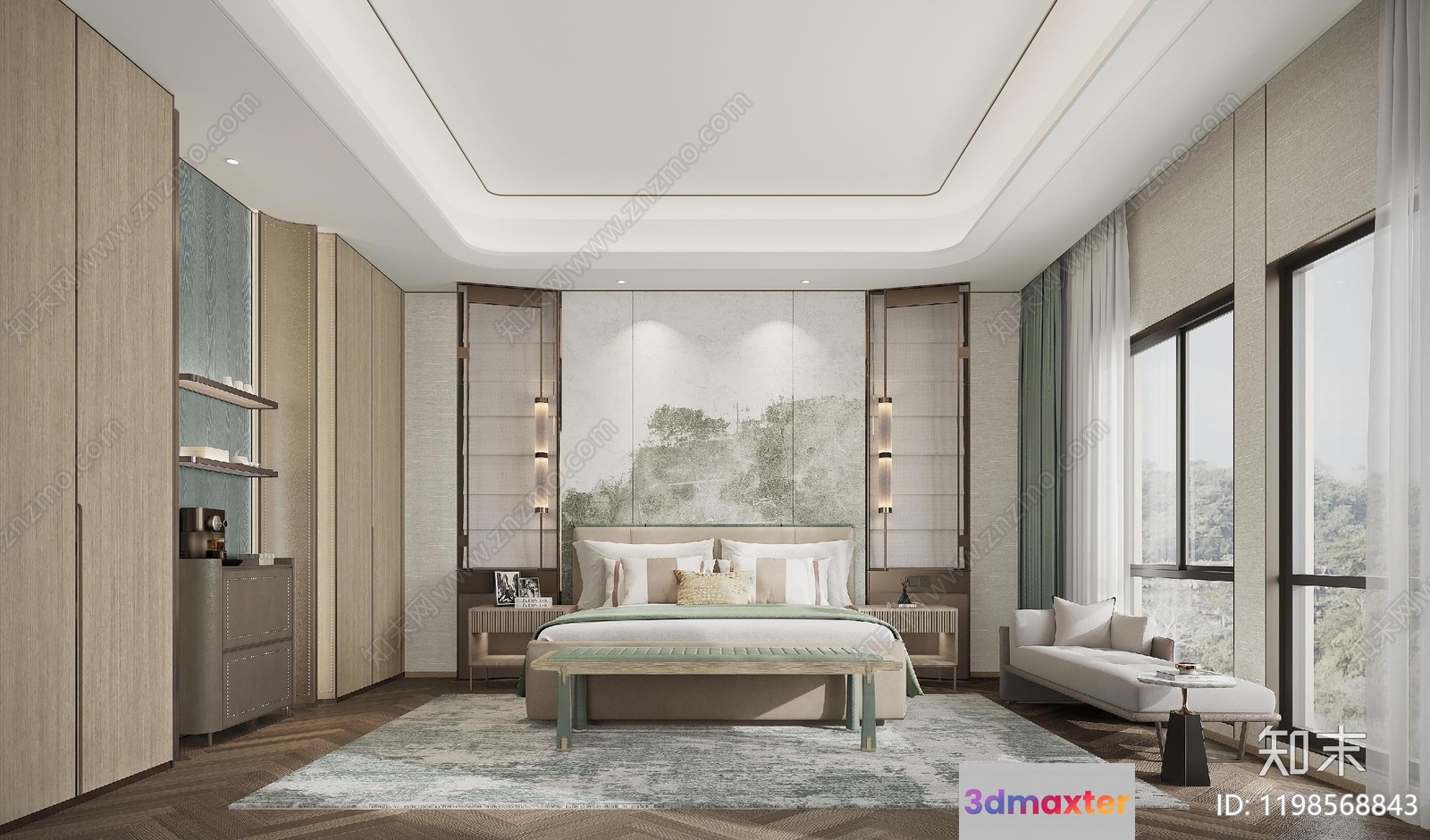Modern Bedroom 3D Model - 7662 - CORONA Render