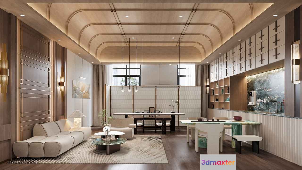 Modern Living Room 3D Model - 19856 - VRAY Render