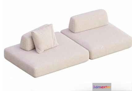 A Beige Futon 3D Model - 241 - VRAY Render