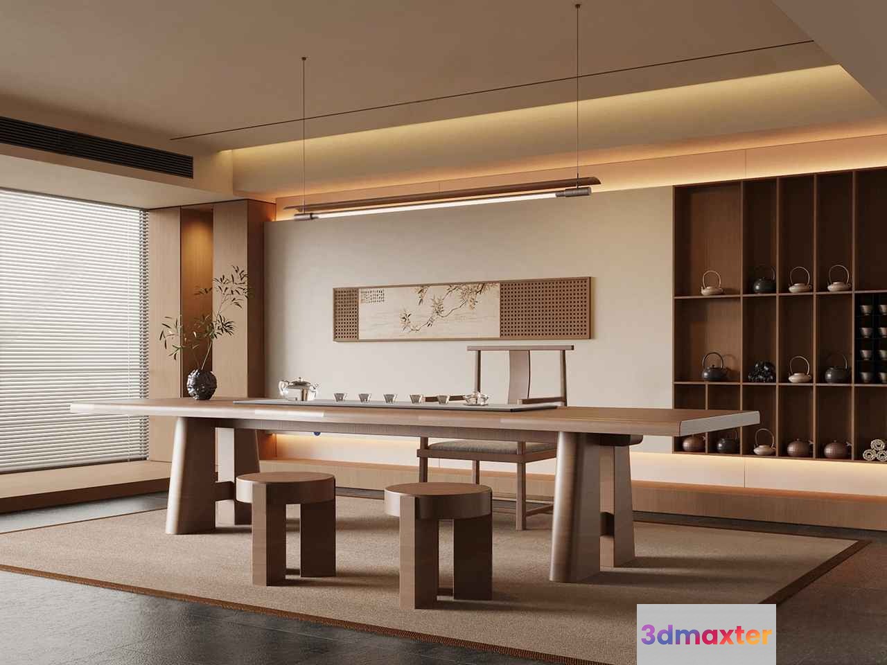 A Japanese-Style Dining Room 3D Model - 7872 - VRAY Render