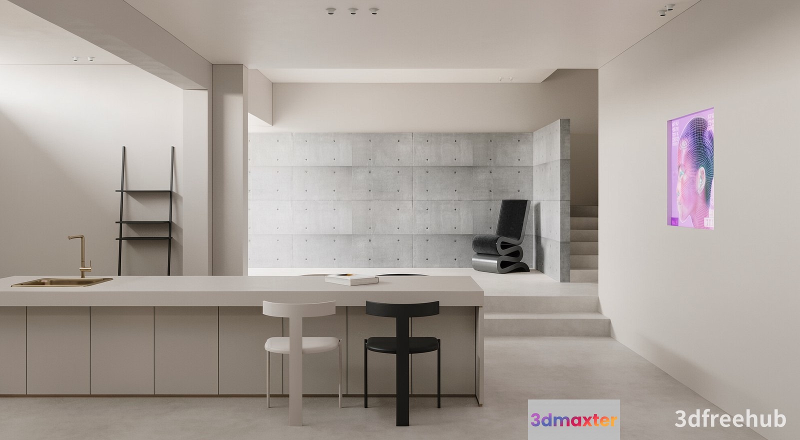 Modern Minimalist Office 3D Model - 23584 - VRAY Render