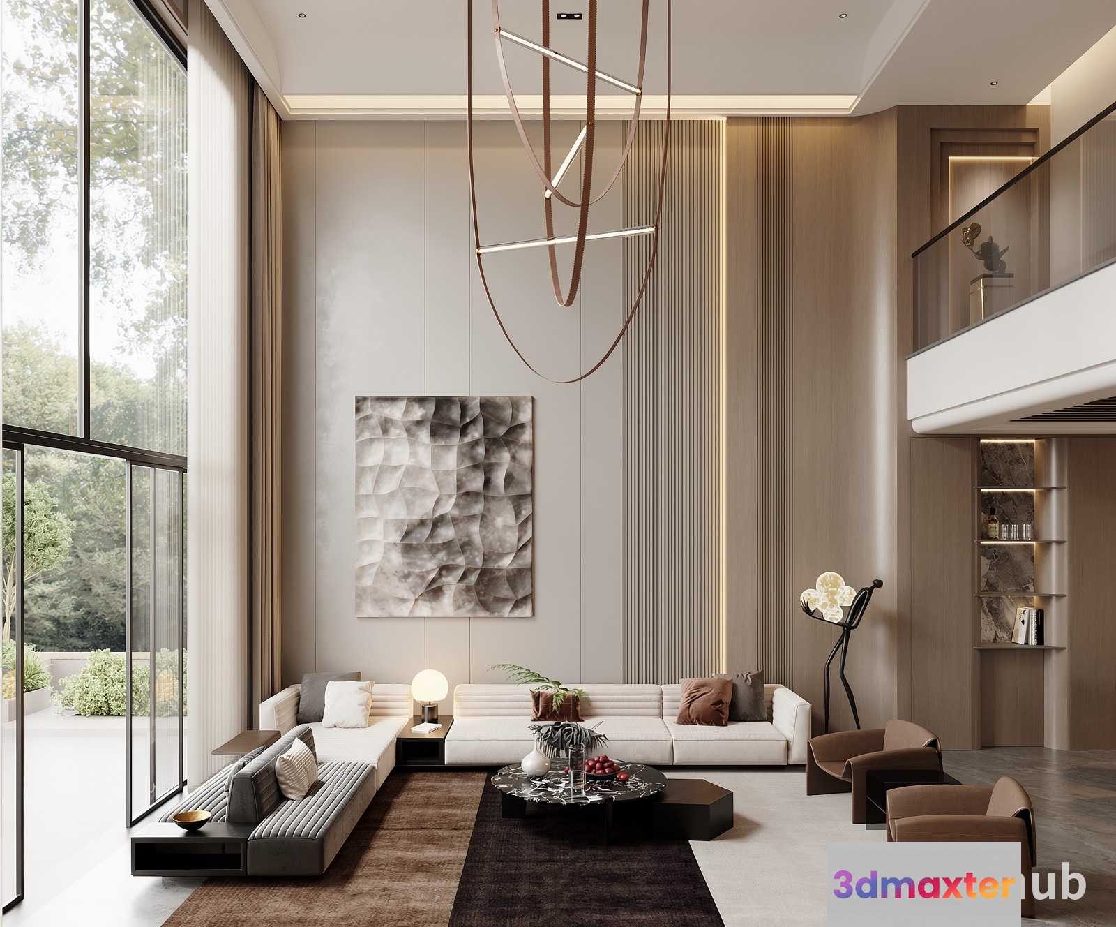 Modern Living Room 3D Model - 20828 - VRAY Render