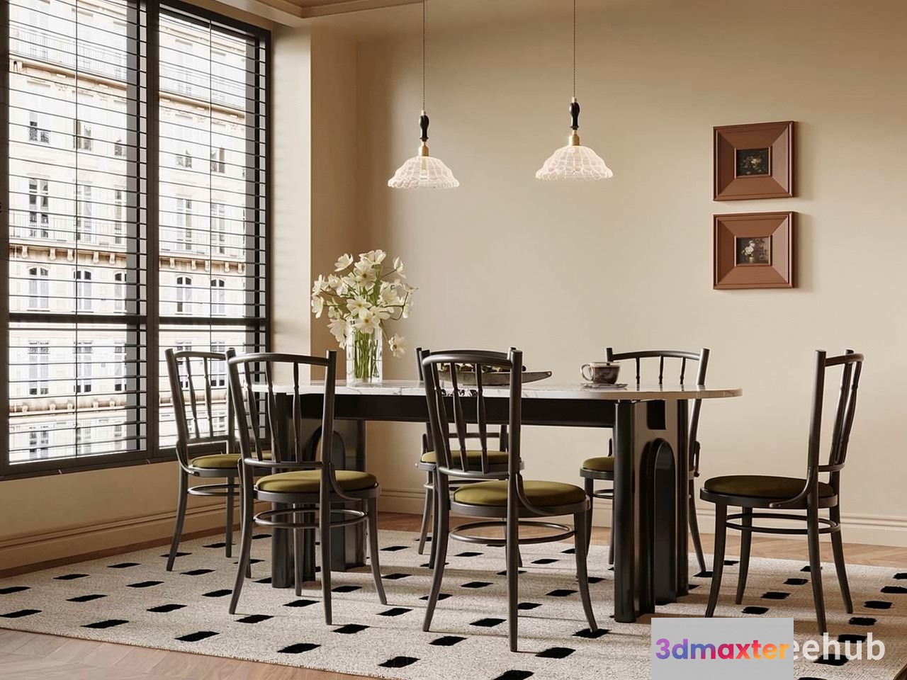 Modern Dining Room 3D Model - 20002 - VRAY Render