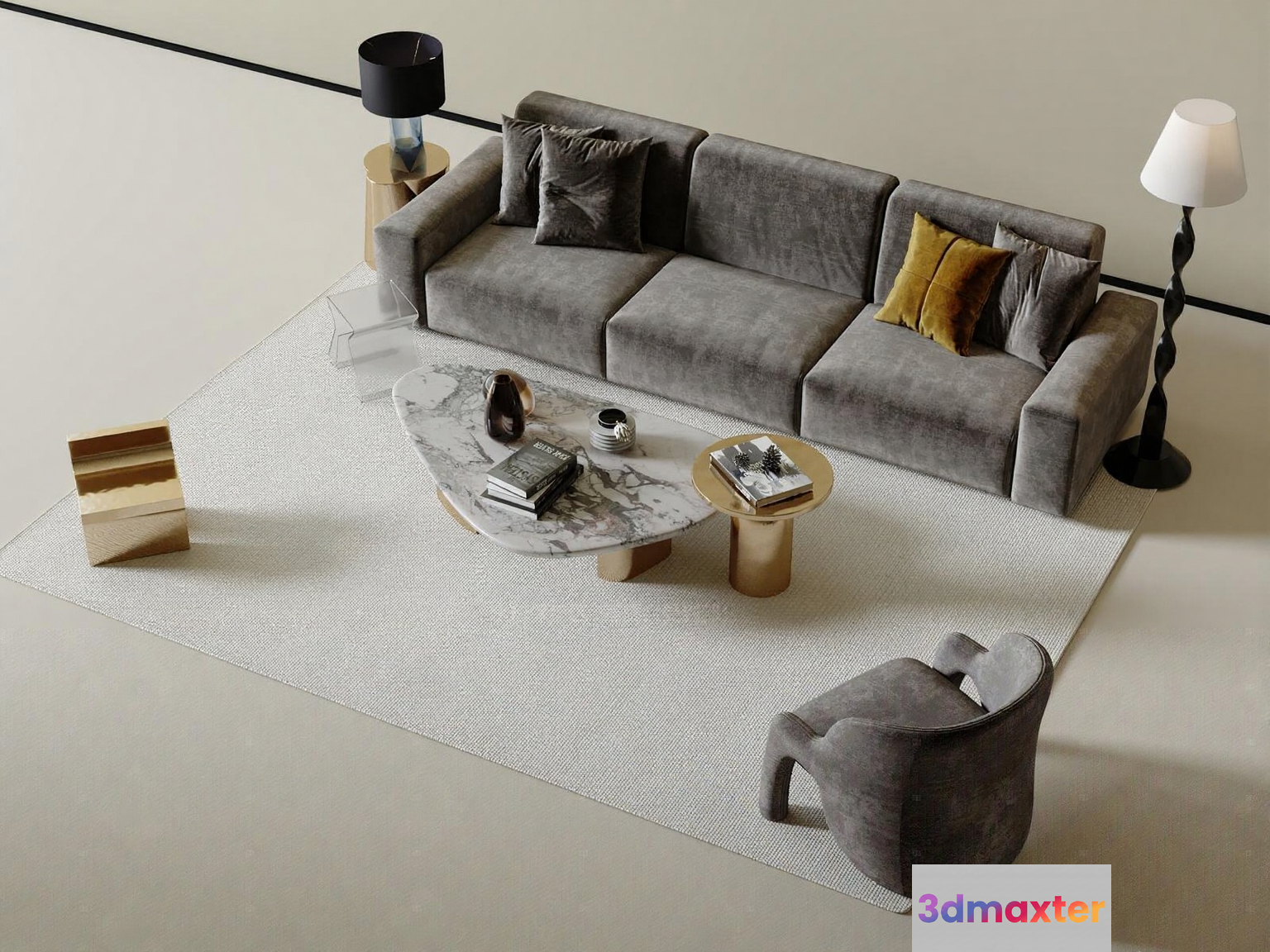 Modern Living Room 3D Model - 13726 - VRAY Render