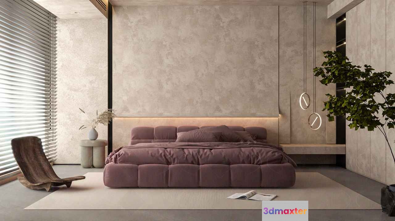 Cozy Modern Bedroom 3D Model - 19500 - VRAY Render