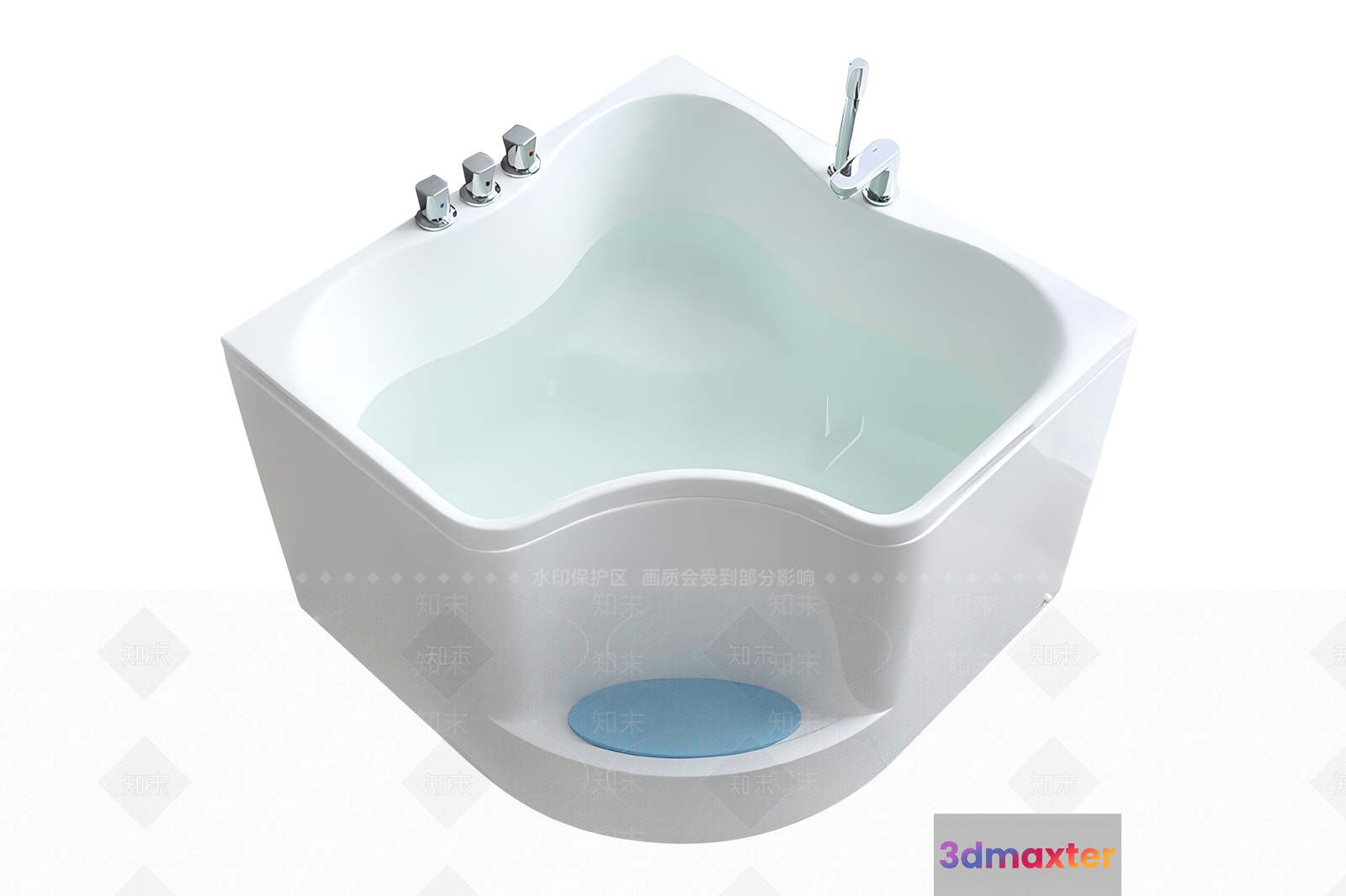 A White Bathtub With Silver Fixtures 3D Model - 1629 - VRAY Render
