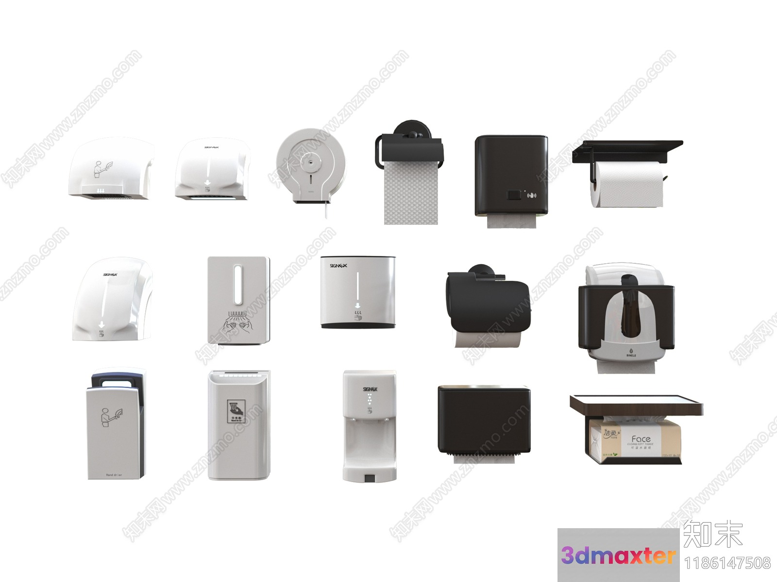 Various Paper Towel Dispensers 3D Model - 21722 - VRAY Render