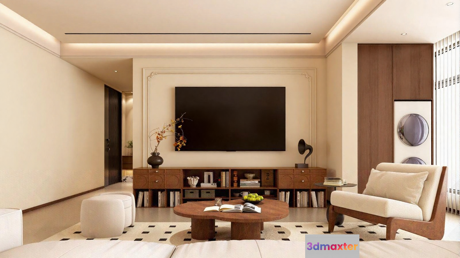 Modern Living Room 3D Model - 12790 - VRAY Render