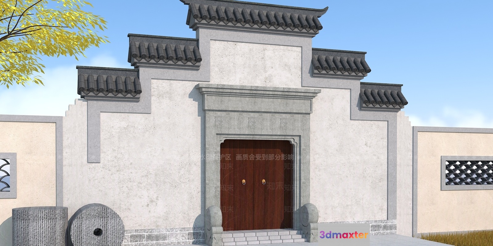 Traditional Asian-Style Building 3D Model - 15542 - VRAY Render