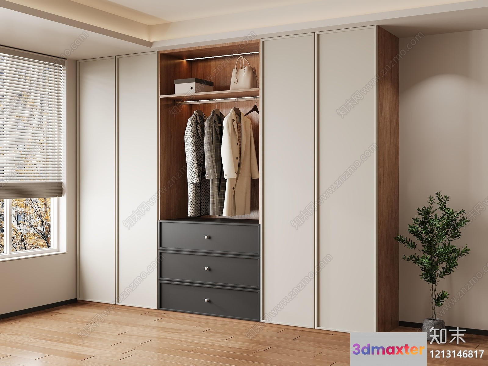 Modern Built-In Wardrobe 3D Model - 7892 - VRAY Render