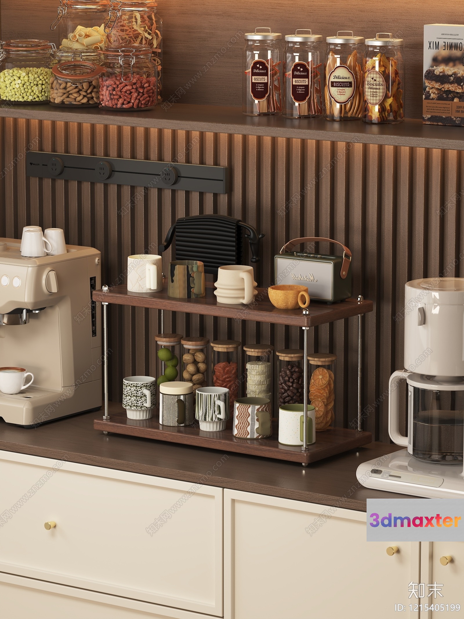 A Kitchen With Various Appliances And Food 3D Model - 13215 - VRAY Render