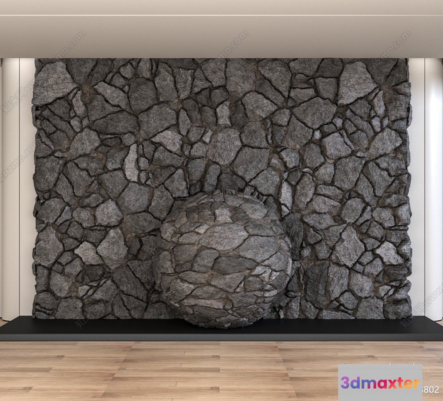 A Stone Wall With A Circular Design 3D Model - 10140 - VRAY Render