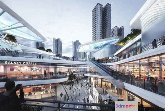 Modern Urban Landscape 3D Model - 10707 - VRAY Render