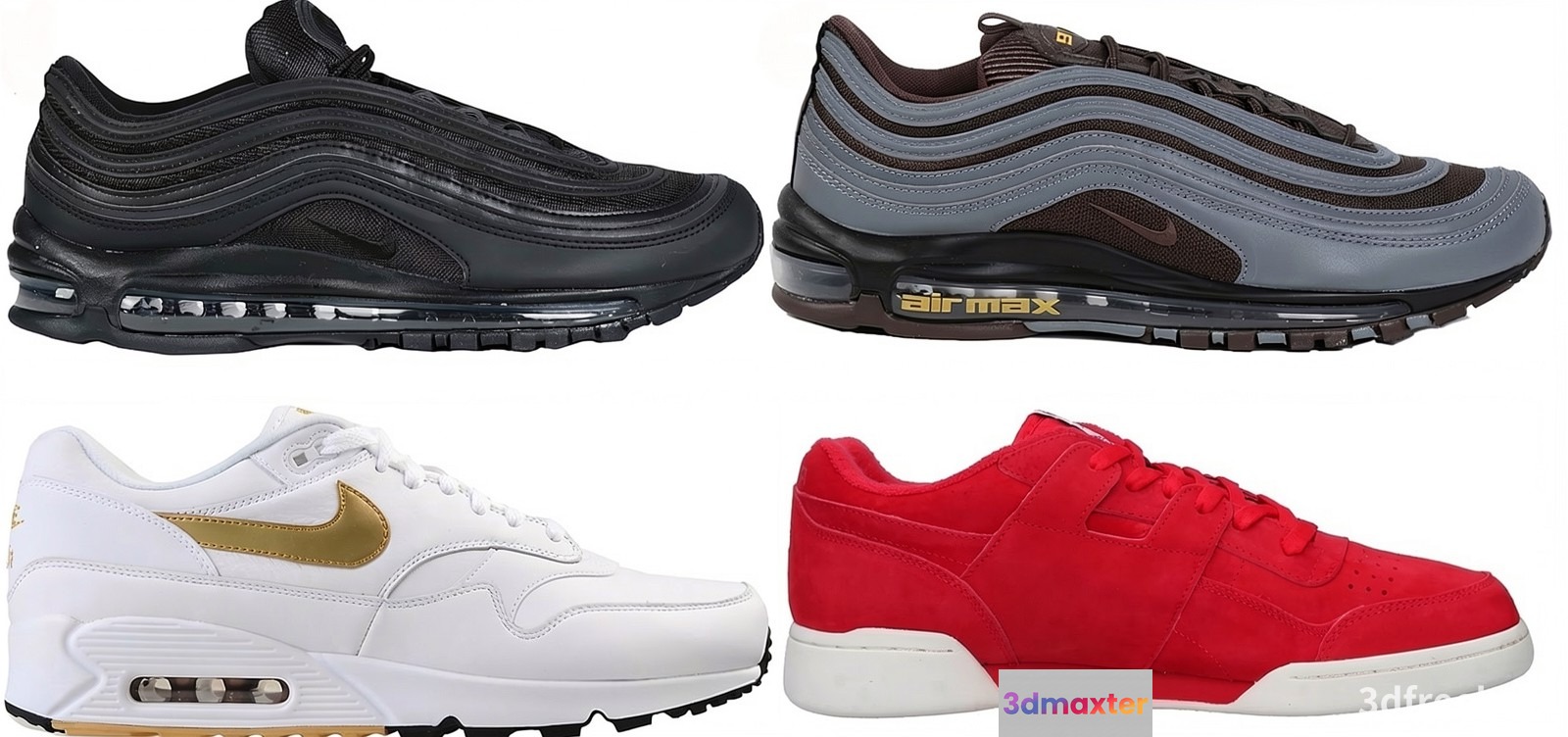Four Different Nike Sneakers 3D Model - 15811 - VRAY Render
