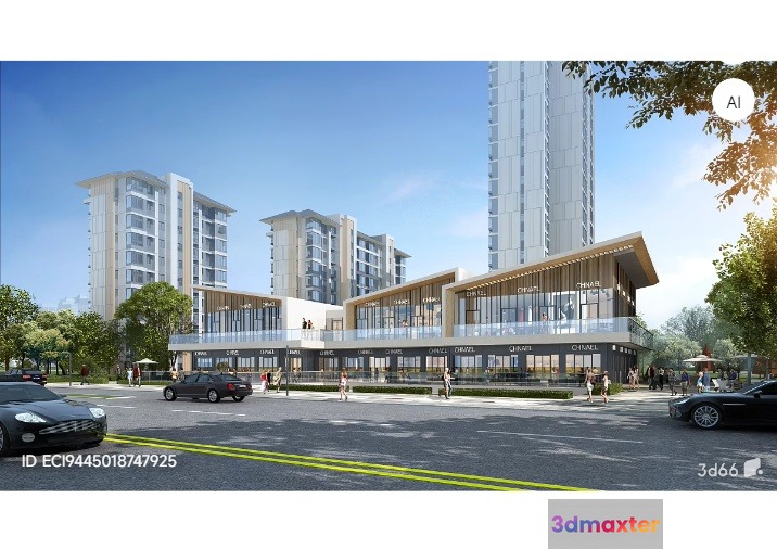 Modern Cityscape 3D Model - 12047 - VRAY Render