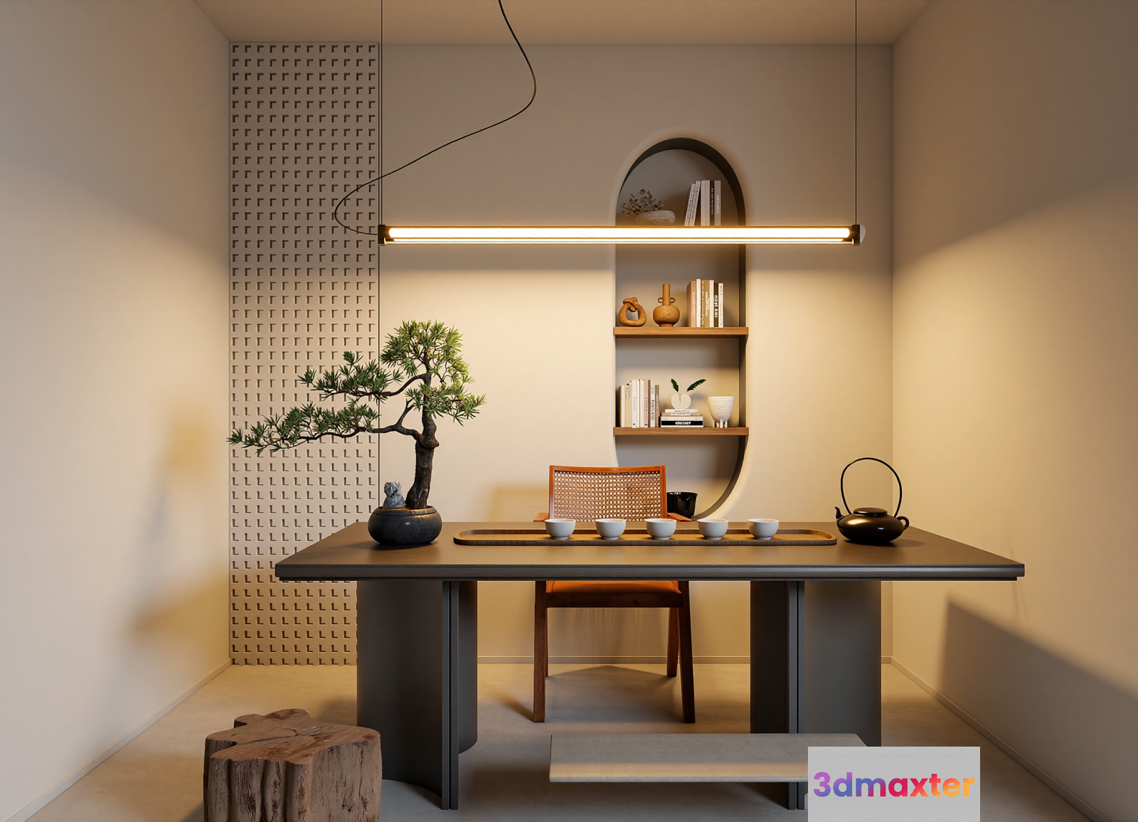 Modern Japanese Dining Room 3D Model - 12812 - VRAY Render