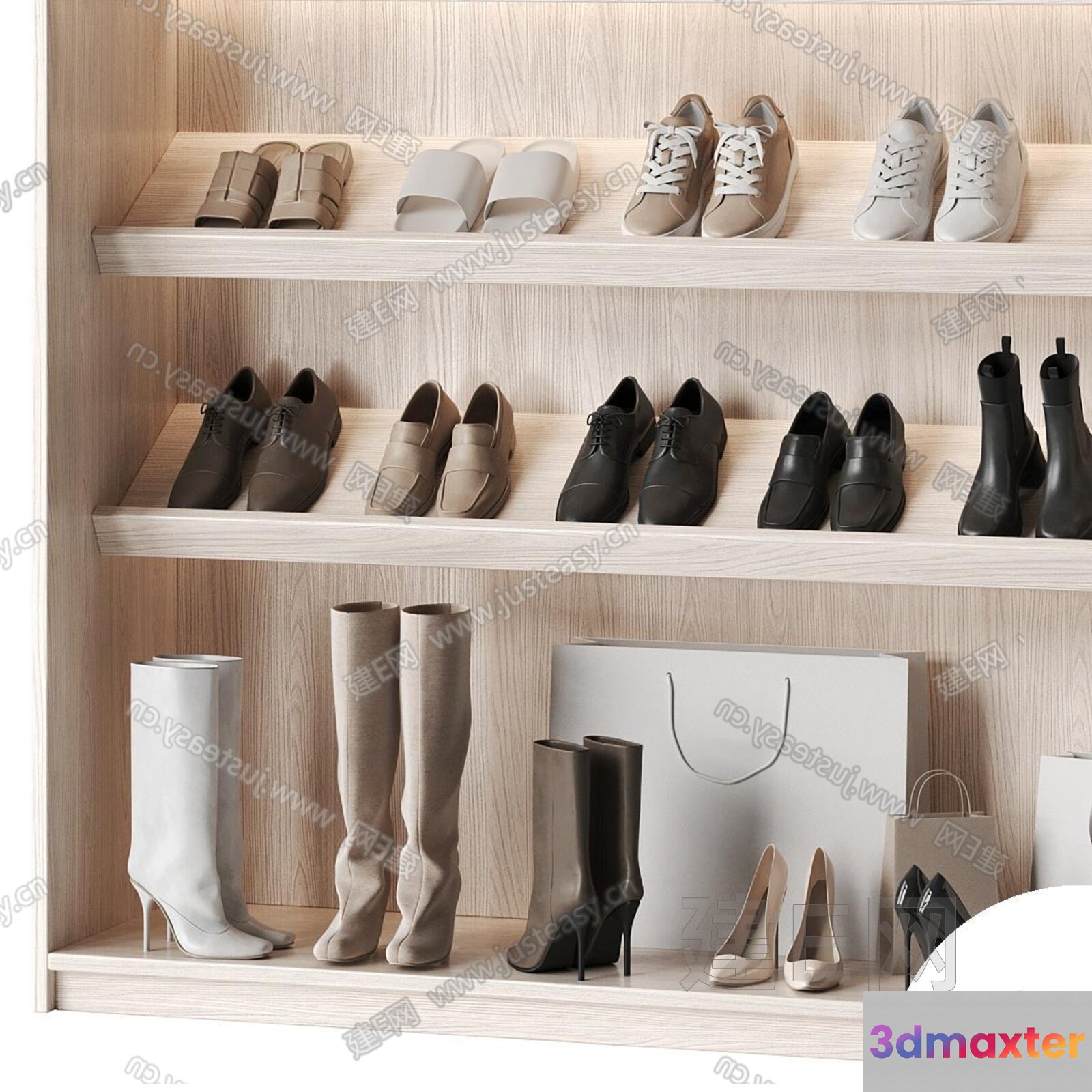 Shoes On Shelves 3D Model - 15412 - VRAY Render