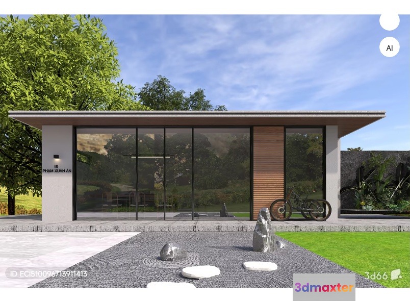 Modern Home Exterior 3D Model - 2509 - VRAY Render