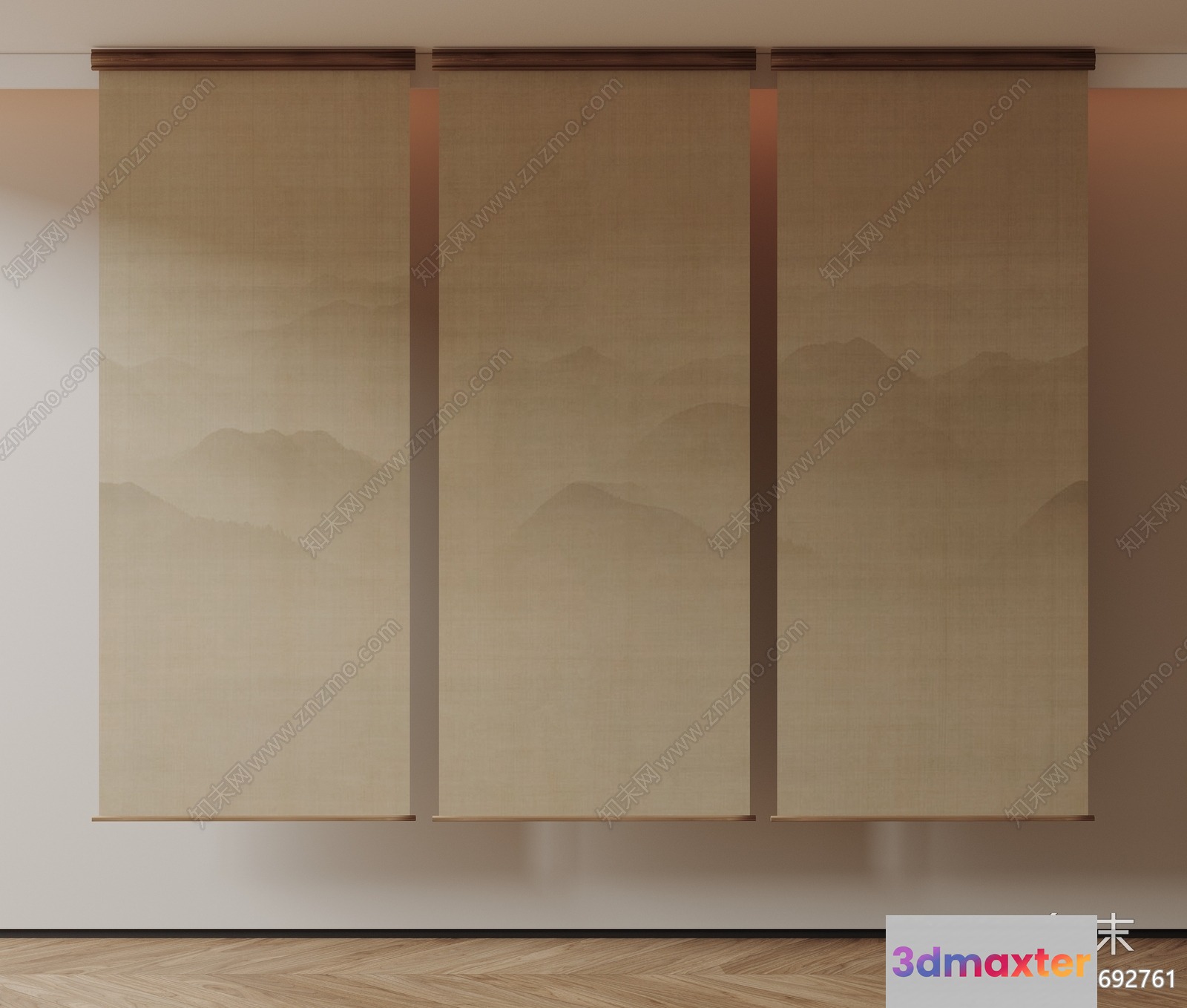 Cozy Room With Beige Curtains 3D Model - 19179 - VRAY Render