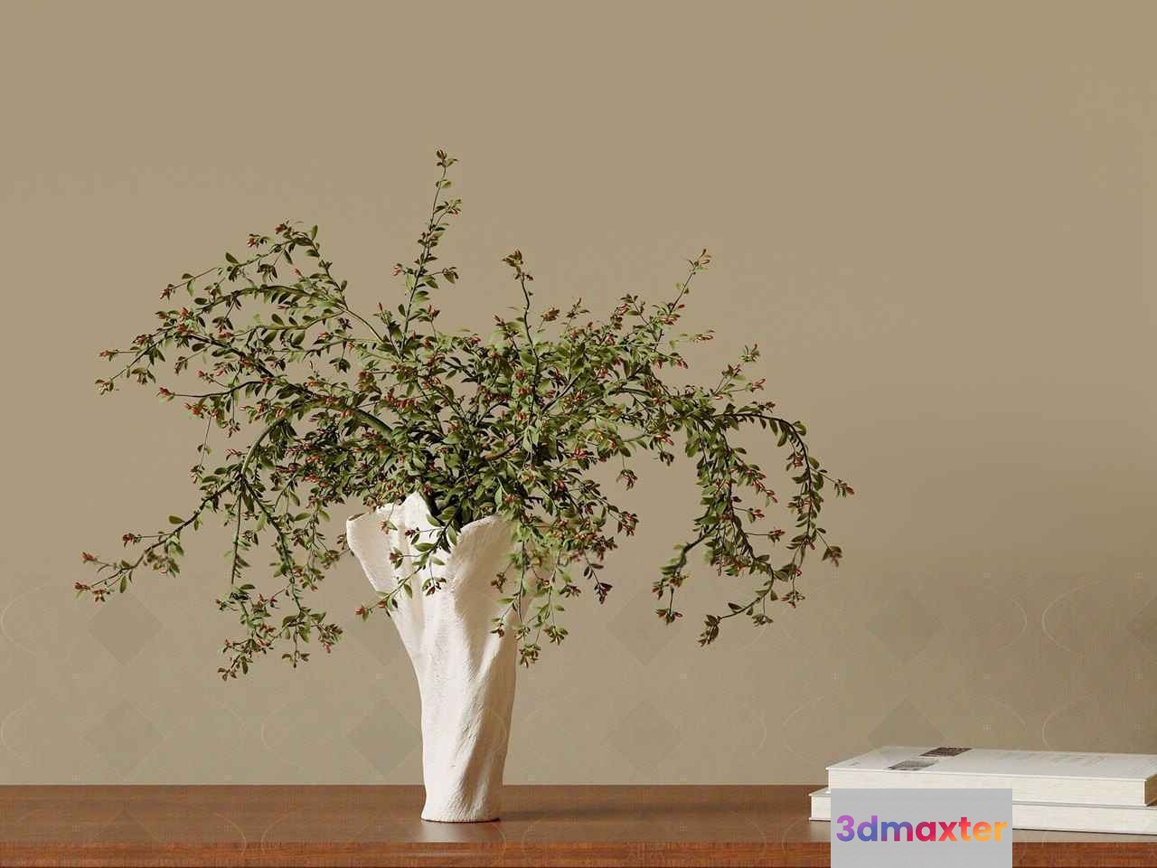 White Vase With Greenery 3D Model - 9925 - CORONA Render