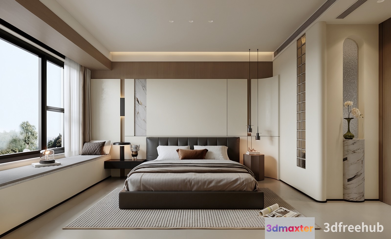 Cozy Modern Bedroom 3D Model - 19416 - VRAY Render
