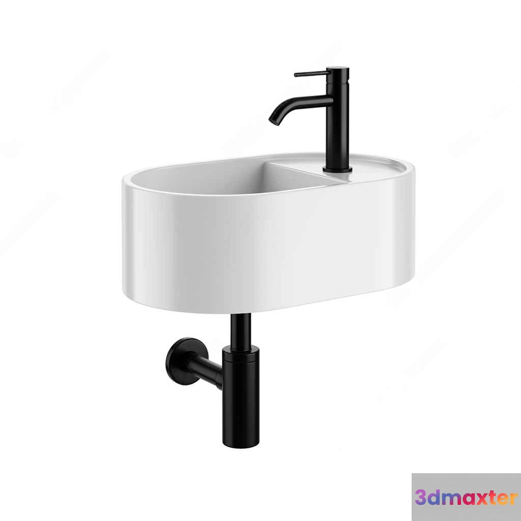 A White Sink With A Black Faucet 3D Model - 14739 - VRAY Render