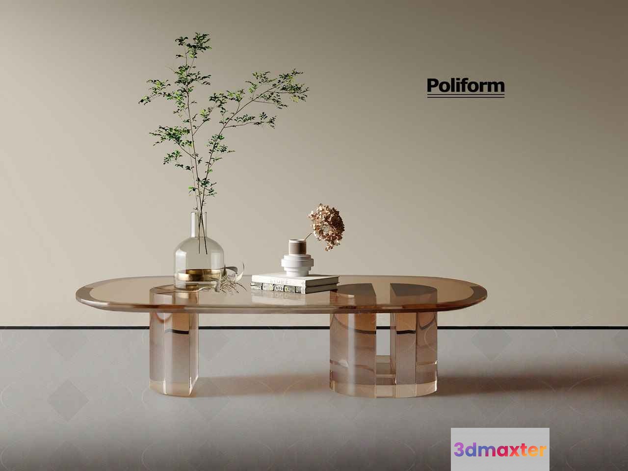 Modern Glass Coffee Table 3D Model - 2963 - VRAY Render