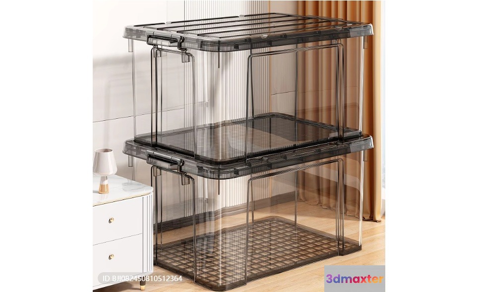 Clear Plastic Storage Bins 3D Model - 1284 - VRAY Render