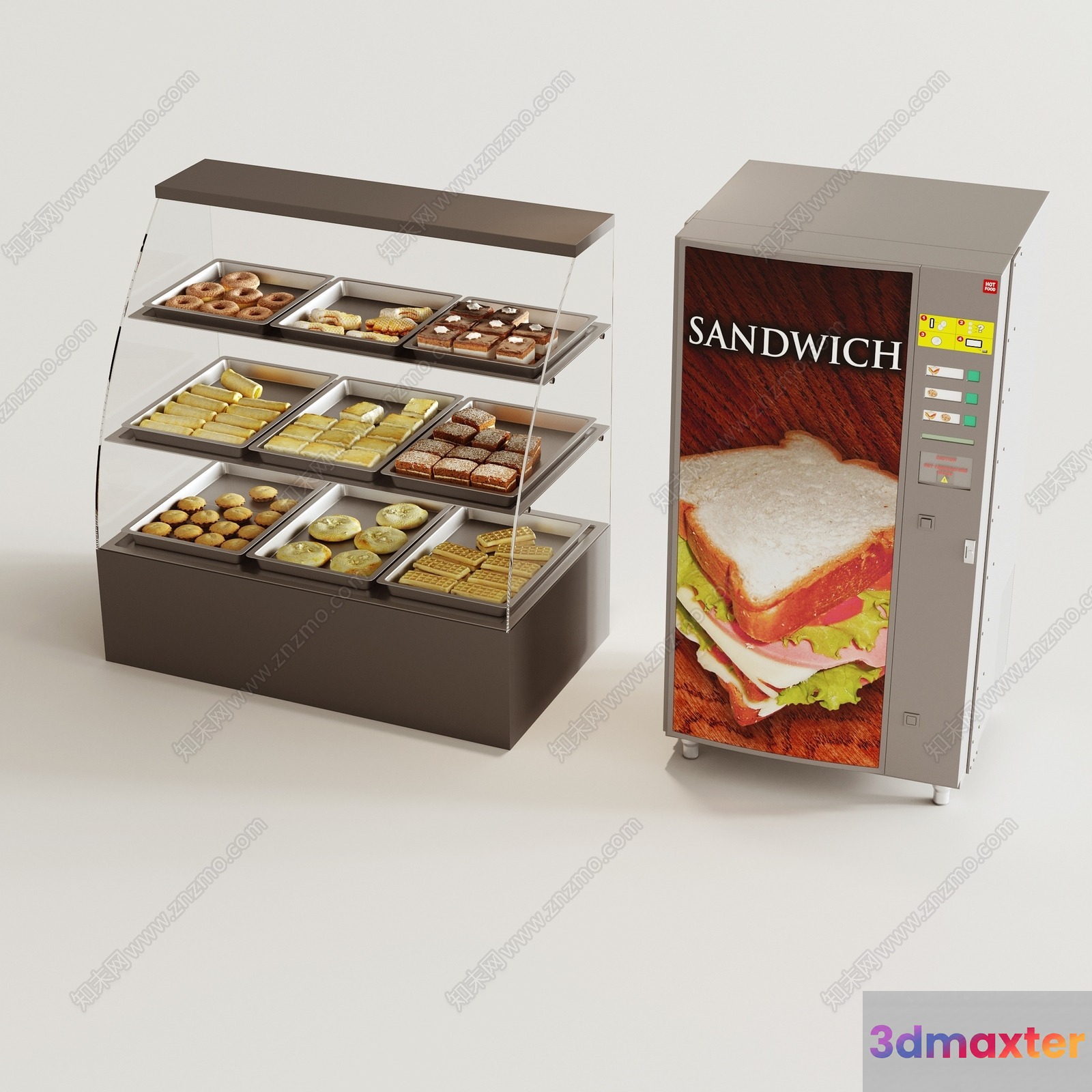 Sandwich Vending Machine And Display Case 3D Model - 1946 - VRAY Render