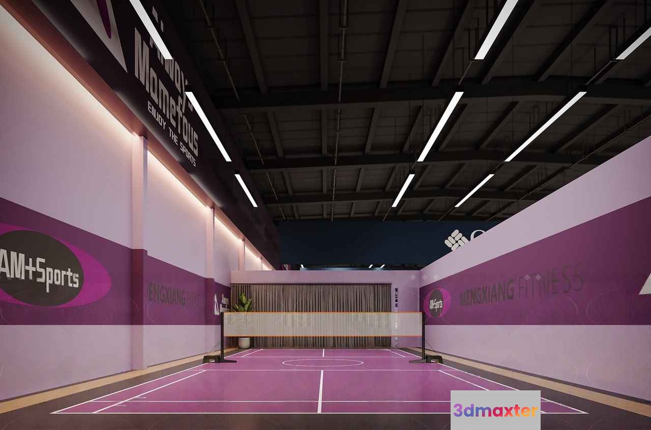 A Purple Sports Court 3D Model - 10210 - CORONA Render