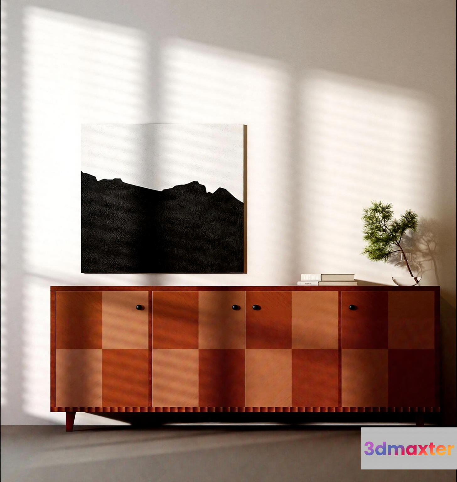 Mid-Century Modern Sideboard 3D Model - 19753 - VRAY Render