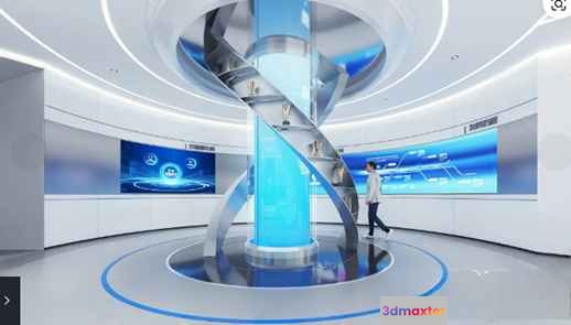 A Futuristic Curved Staircase 3D Model - 16128 - VRAY Render