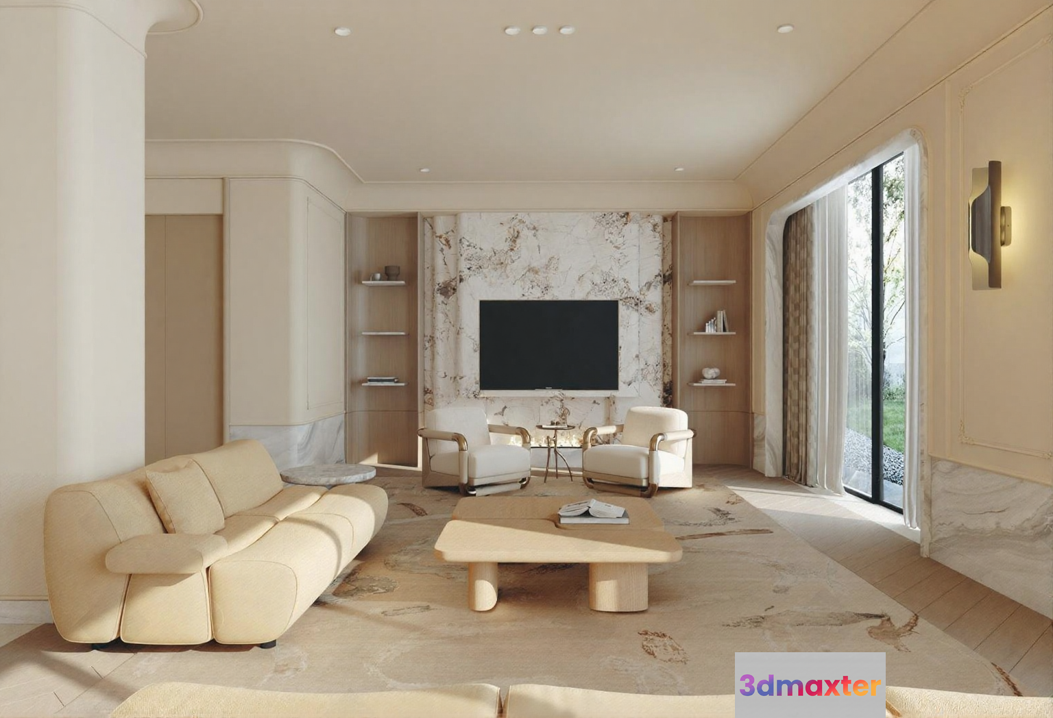 Modern Living Room 3D Model - 2115 - VRAY Render