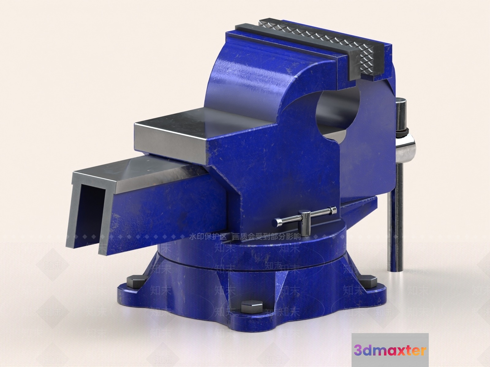 A Blue Metal Vise 3D Model - 8606 - VRAY Render