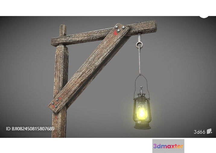 Old Wooden Beam With Lantern 3D Model - 2263 - VRAY Render