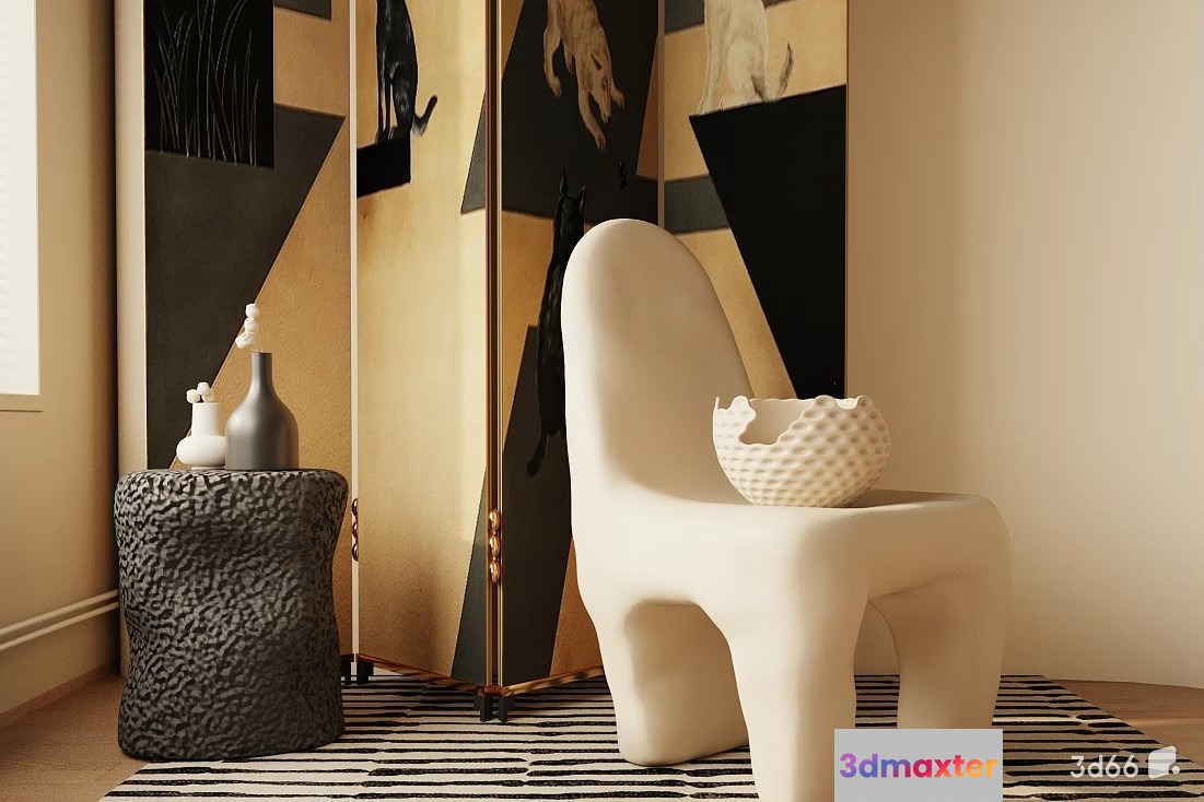 Modern White Chair 3D Model - 21344 - VRAY Render