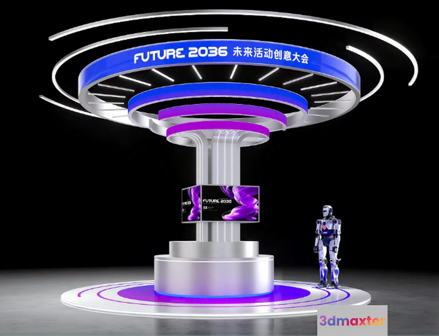 A Futuristic Display With A Robot 3D Model - 6259 - CORONA Render